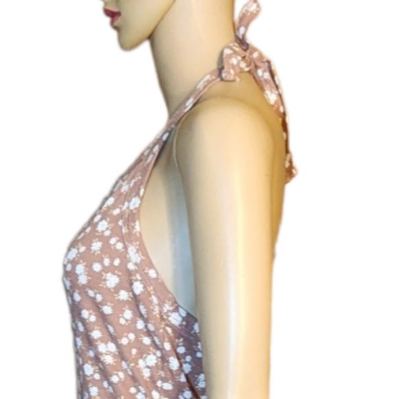 SO Shirt Tank Top Halter Brown Floral Size Juniors Large - Picture 3 of 12